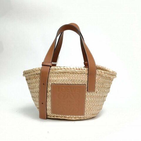 LOEWE Basket棕櫚葉草編籃子手袋小號焦糖色草編肩背包