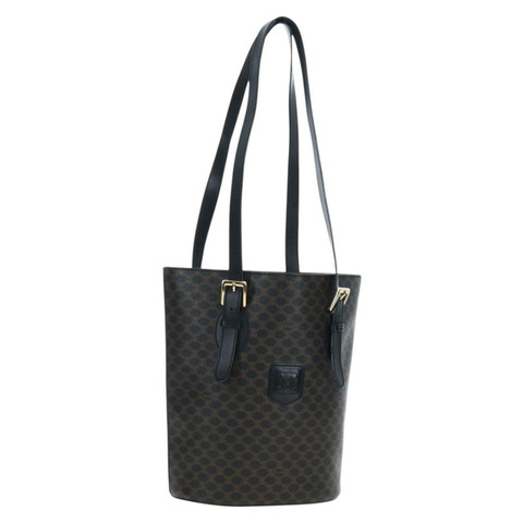 CELINE Macadam帆布托特包 PVC皮革 黑色 金色 正品 191815V