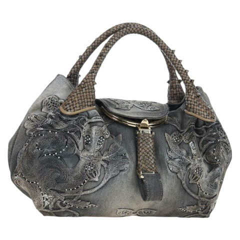 FENDI 肩背包 牛仔灰 金色 正品 191869SAV