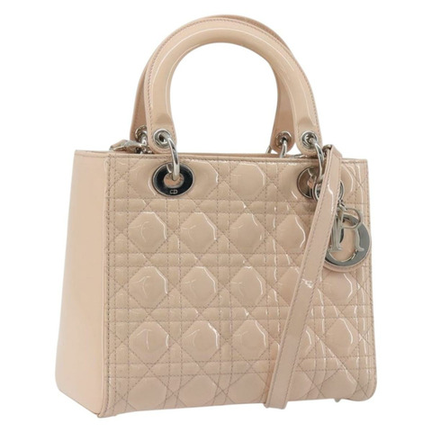 Christian Dior Lady Dior Canage 大漆皮兩用粉紅色手提包，正品編號 193127