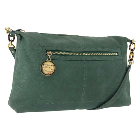 FENDI 皮革肩背包 綠色 金色 正品 193051V