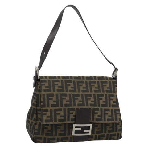 FENDI Zucca帆布Mamma Baguette單肩包 棕色/黑色 正品 193847V
