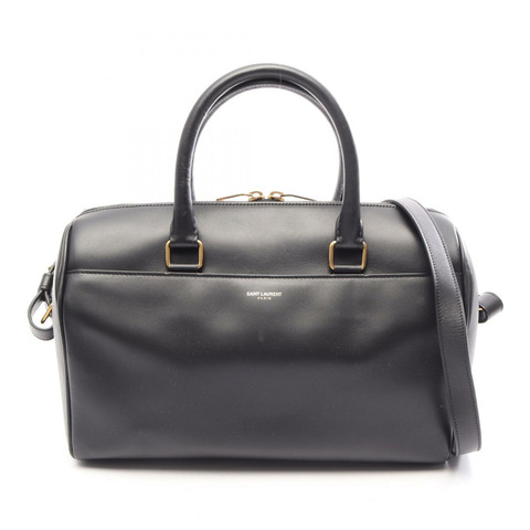 SAINT LAURENT PARIS 經典款 Duffle 6 肩手提包，黑色真皮，二手女款