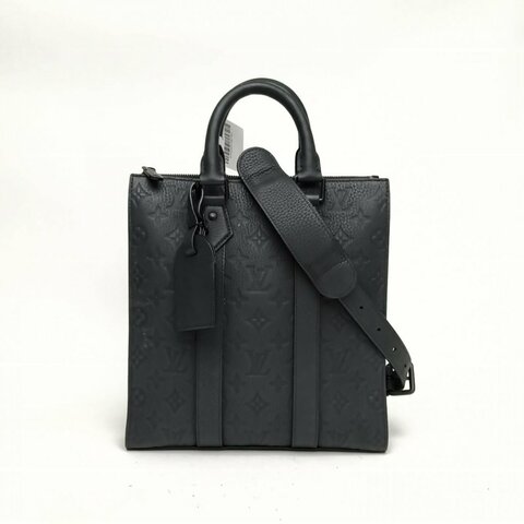 LOUIS VUITTON SACPLATCROSS琴譜托特包黑色牛皮革晶片肩背包