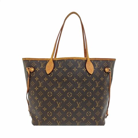 LOUISVUITTON NEVERFULL中號棕色塗層帆布購物袋 18年