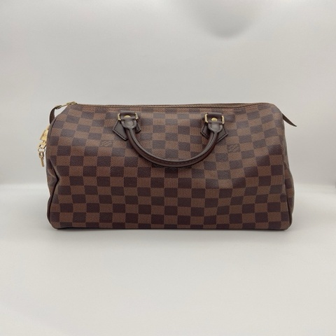Louis Vuitton路易威登Speedy30有鑰匙鎖 棕棋盤格手提包 30.0x 21.0x 17.0
