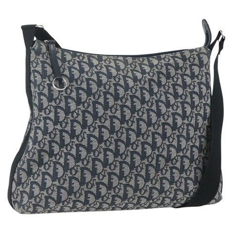 Christian Dior Trotter帆布肩背包 海軍藍 銀色 正品 ka480