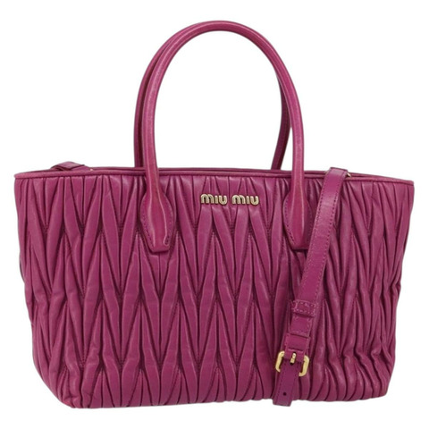 Miu Miu 手提包 皮革 2way 粉金配色 正品 ka823