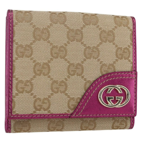 GUCCI GG帆布皮夾 米色金色 181594 正品 ka1573V