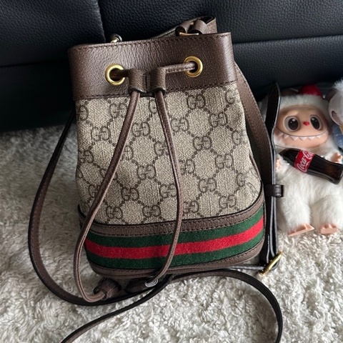Gucci古馳老花迷你水桶包 尺寸：15.5×19×9cm 肩帶可調節