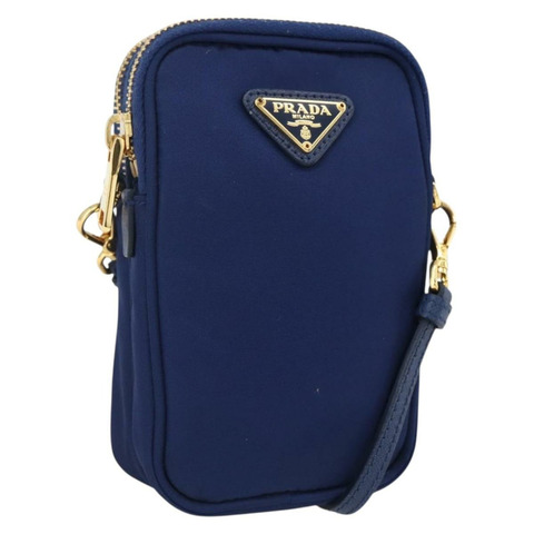 PRADA 尼龍藍金肩包 正品 LNZ265V
