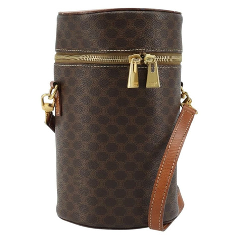 CELINE Macadam帆布肩背包 PVC皮革 棕色 金色 正品 LNZ142A