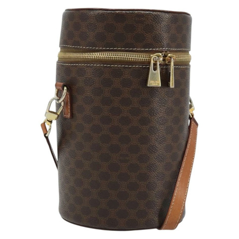 CELINE Macadam帆布肩背包 PVC皮革 棕色 金色 正品 LNZ654A