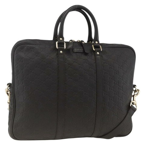 GUCCI GG帆布Guccissima雙肩包，皮革材質，黑色/金色，貨號208463，正品，ka3424