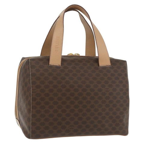 CELINE Macadam帆布波士頓包 PVC皮革 棕色 金色 正品 BAZ795A