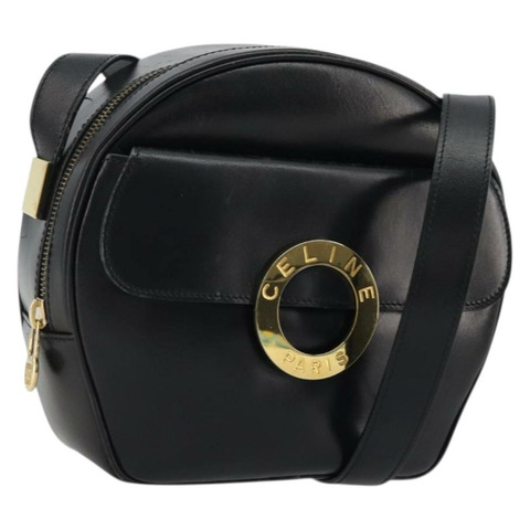 CELINE 圓背包 皮革 黑色 金色 正品 YKZ1524A