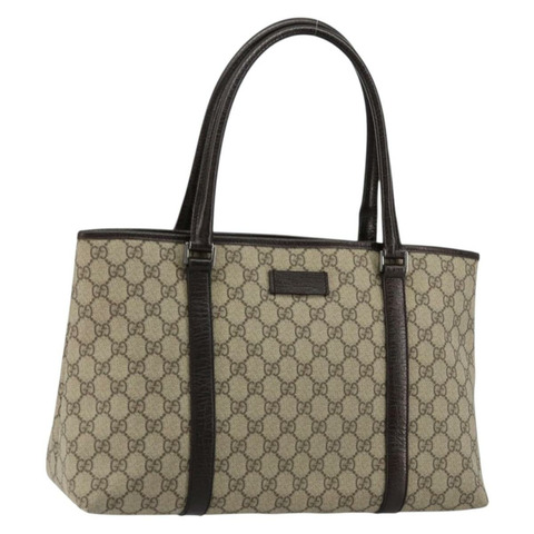 GUCCI GG Supreme 托特包 PVC 米色 銀色 114595 正品 kk671