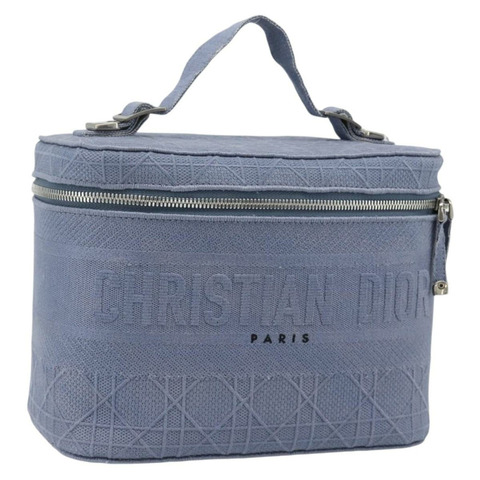 Christian Dior Vanity 手袋 帆布 藍色 銀色 正品 ka4334A