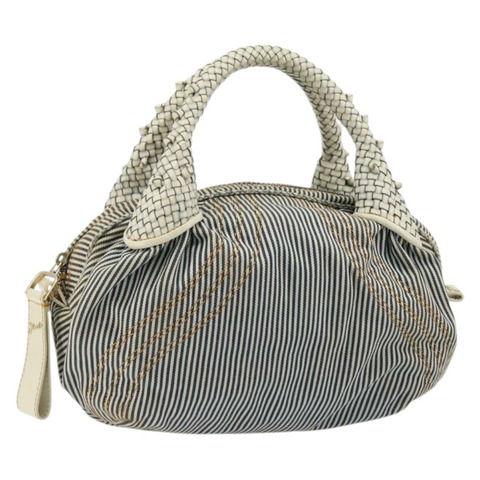 FENDI Spy 手提包 帆布 海軍藍 金色 正品 bs35147A
