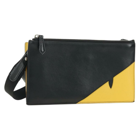 FENDI Bugs Monster 單肩包 皮革 黑色 銀色 正品 ka4417M