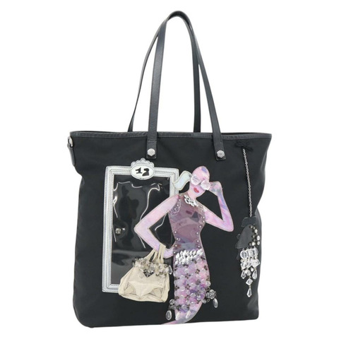 PRADA Bijoux 托特包 尼龍 黑色 銀色 正品 ka4445A