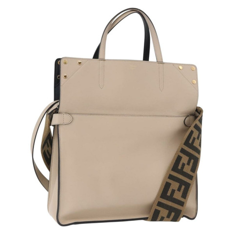 FENDI 翻蓋手提包 皮革 三用 海軍藍 金色 正品 bs35380A