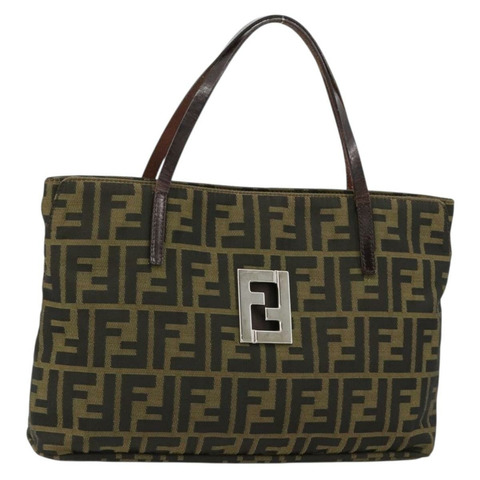 FENDI Zucca帆布手提包 黑色棕色 正品 gh2047