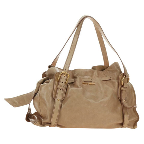 Miu Miu 皮革肩背包 米色 金色 正品 yk20471SAM