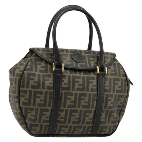FENDI Zucca帆布手提包 黑色棕色 正品 182969V