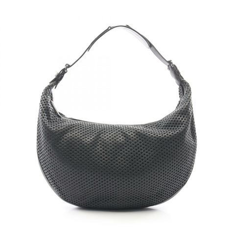 Dior 網眼肩包，黑色皮革，二手女款