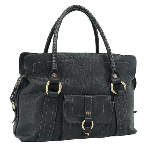 CELINE 手提包 皮革 黑色 金色 正品 bs35584A