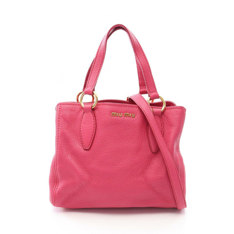 Miu Miu VITELLO CARIBU 單肩斜背包 RN0757 皮革 粉紅色 二手 女士