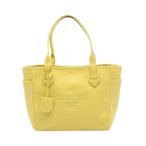 LOEWE HERITAGE SMALL 手提單肩包，黃色皮革，二手女款