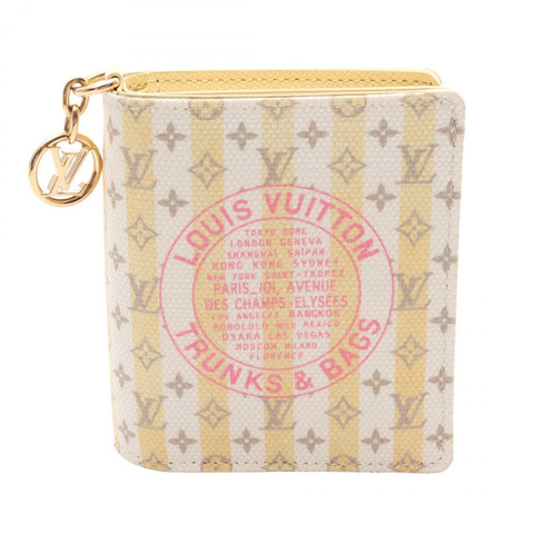 路易威登 (LOUIS VUITTON) 口袋皮夾 LV 吊飾 M29033 帆布 白色 黃色 二手 女士 LV