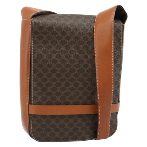 CELINE Macadam帆布肩背包 PVC皮革 棕色 金色 正品 ki6682A