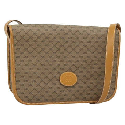 GUCCI Micro GG Supreme 單肩包 PVC 米色 金色 001 104 0915 正品 ki6679A