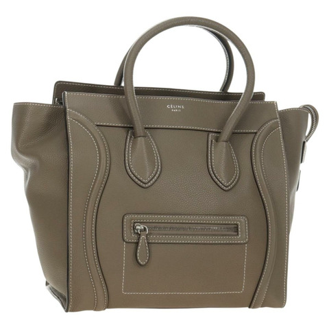 CELINE Luggage Mini Shopper 手提包 皮革 灰色 銀色 正品 yk20501SAM