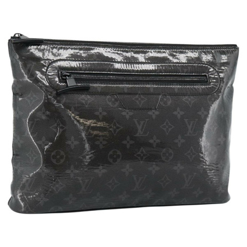 路易威登 Monogram Eclipse Glaze Pochette Cosmos 黑色 M63373 Auth ka4815