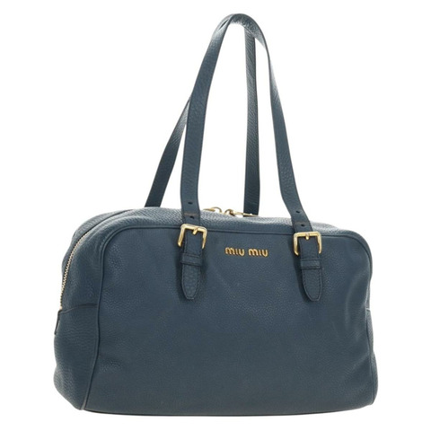 Miu Miu 單肩包 皮革 海軍藍 金色 正品 yk20559SAM
