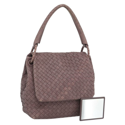 BOTTEGA VENETA INTRECCIATO 手提包 皮革 紫色 金色裝飾 正品 mr2587A