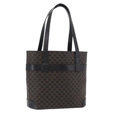CELINE Macadam帆布托特包 PVC皮革 黑色金色 正品 ka4867A
