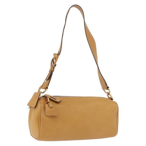PRADA 鏈條單肩包 皮革 米色 金色 正品 gh2210A
