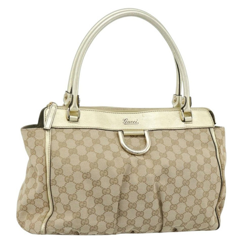 GUCCI GG帆布Abbey托特包 米色 金色 189831 正品 BA13928A