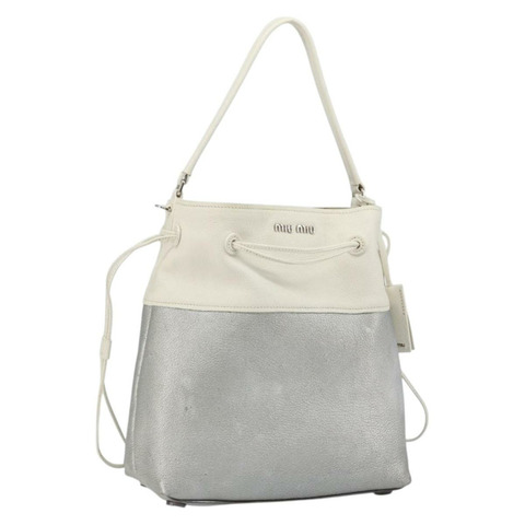 Miu Miu 銀色皮革單肩包 正品 BA13941A