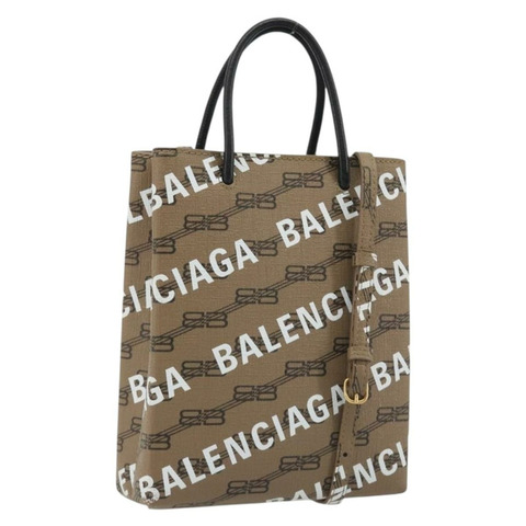 BALENCIAGA 大號購物手提包 皮革 兩用 棕色/金色 693805 Auth mr2711A