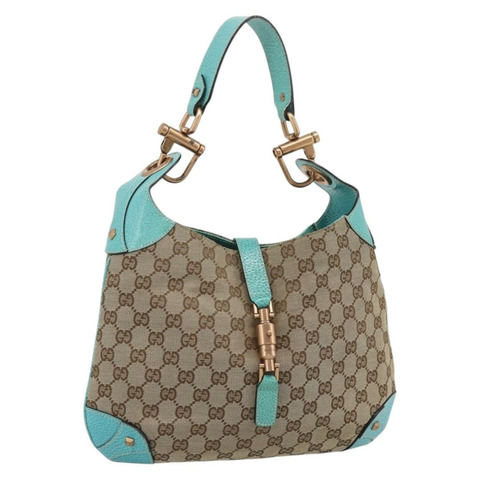 GUCCI GG帆布新款Jackie肩背包 棕色/金色 120888 正品 mr2796V