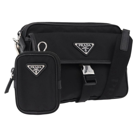 PRADA 肩背包 尼龍 黑色 銀色 正品 SW2639M