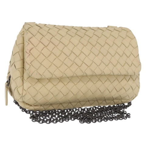 BOTTEGA VENETA INTRECCIATO 鏈條肩背包 皮革 米色 正品 bs36068A