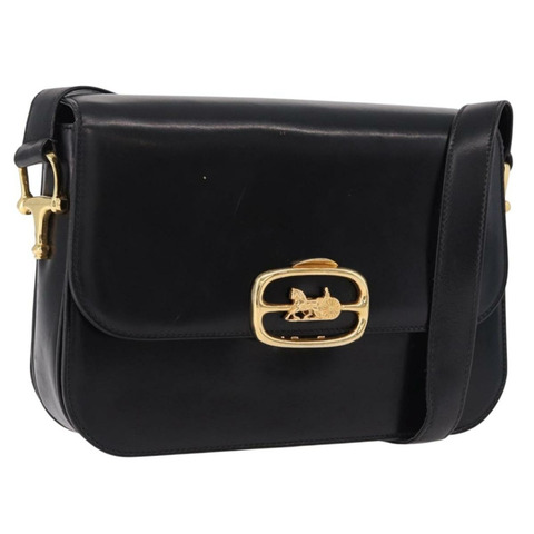 CELINE 黑色金色皮革肩背包 正品 bs36178A