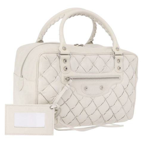 BALENCIAGA Matelasse 手提包，白色銀色皮革，貨號 168031，正品編號 yk20631V